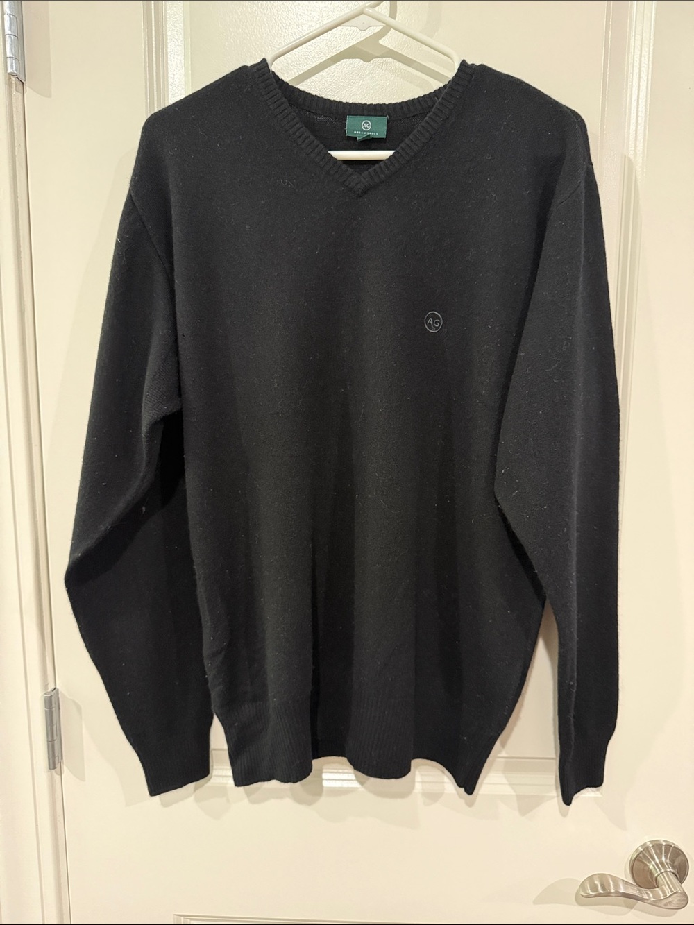 Ag Adriano Goldschmied Black V-Neck Logo Sweater